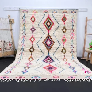 Hand Knotted Moroccan Rug: Authentic Wool Berber Azilal Rug