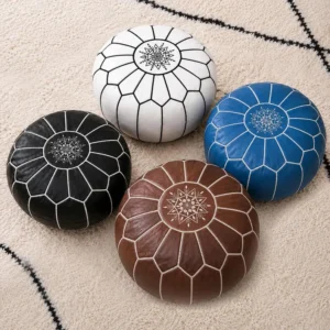 Handmade Leather Moroccan Pouf