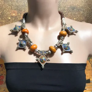 Berber Necklace Moroccan Enamel Necklace Tribal Jewelry